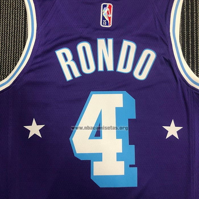 Camiseta Los Angeles Lakers Rajon Rondo NO 4 Ciudad Edition 2021-22 Violeta